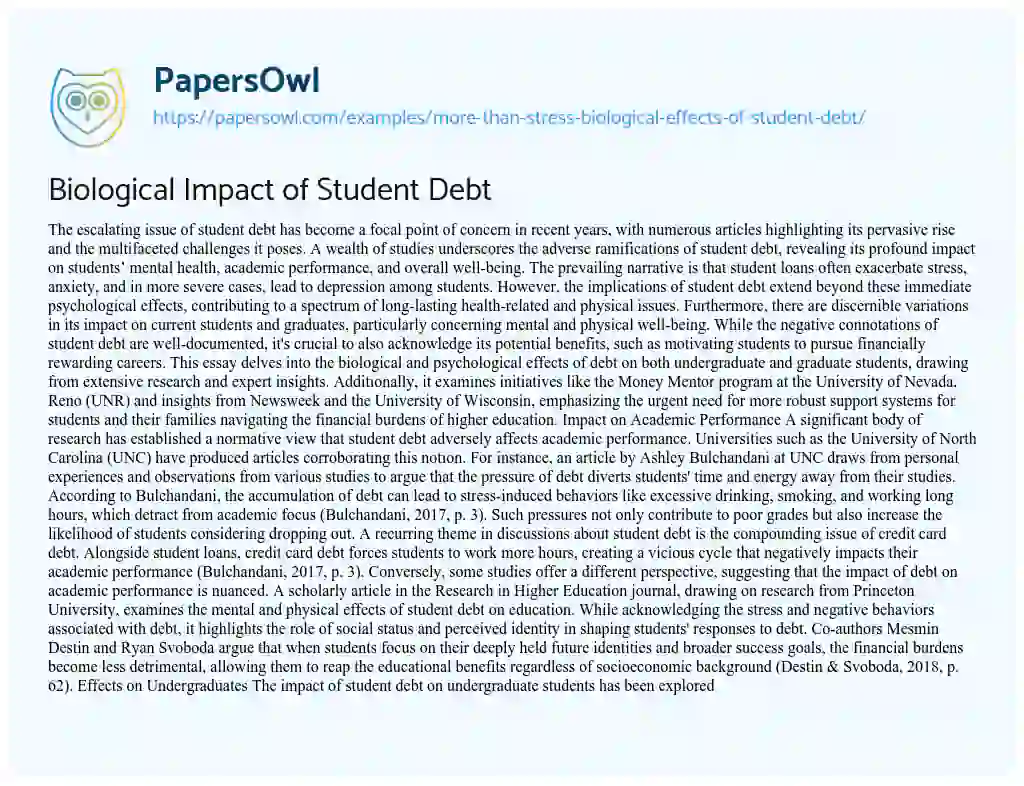 thesis statement about student loan debt