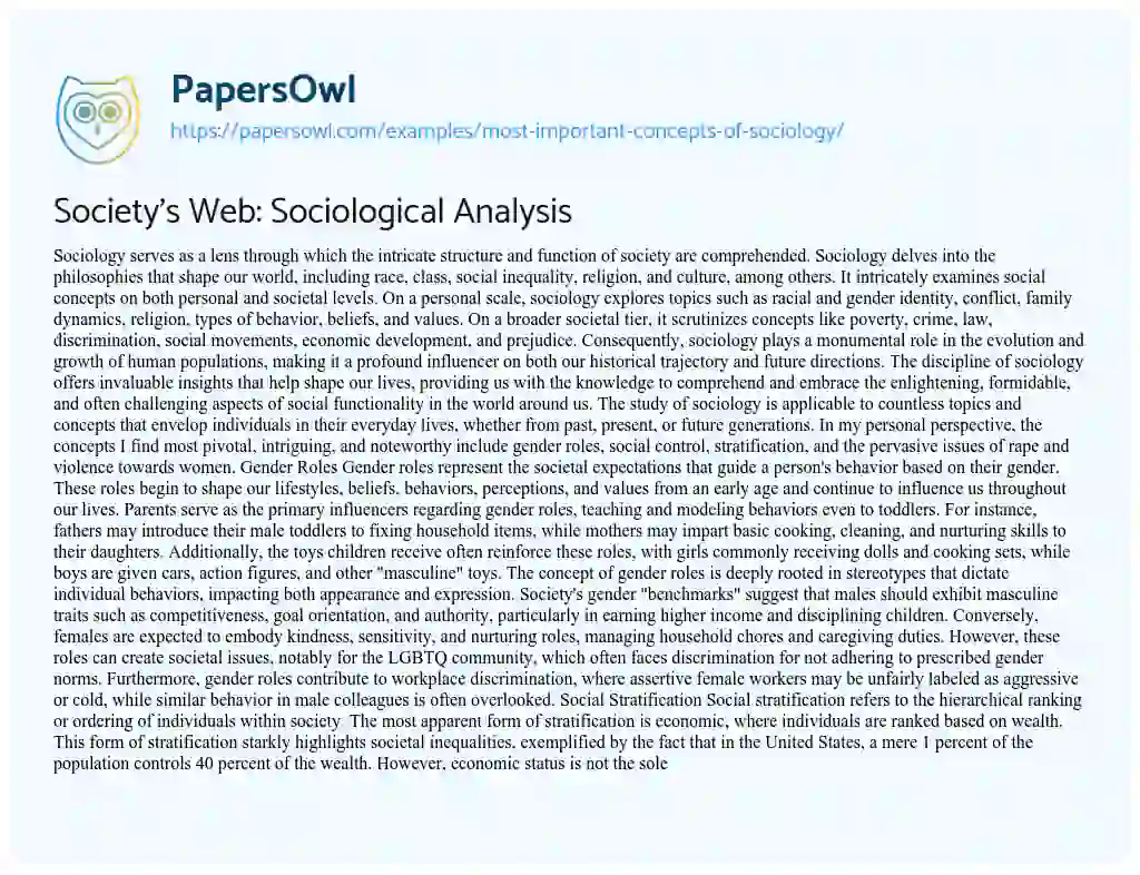 Essay on Most Important Concepts of Sociology