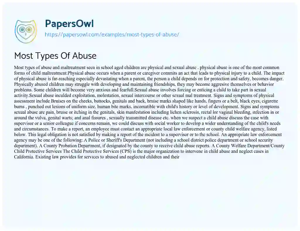 Essay on Most Types of Abuse