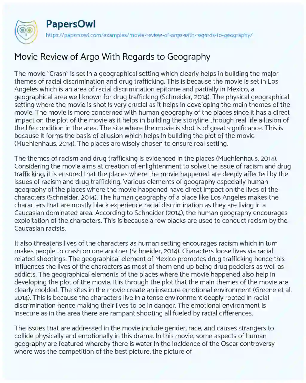 Essay on Movie Review of Argo with Regards to Geography