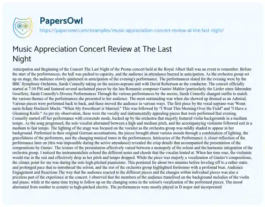 music concert review essay