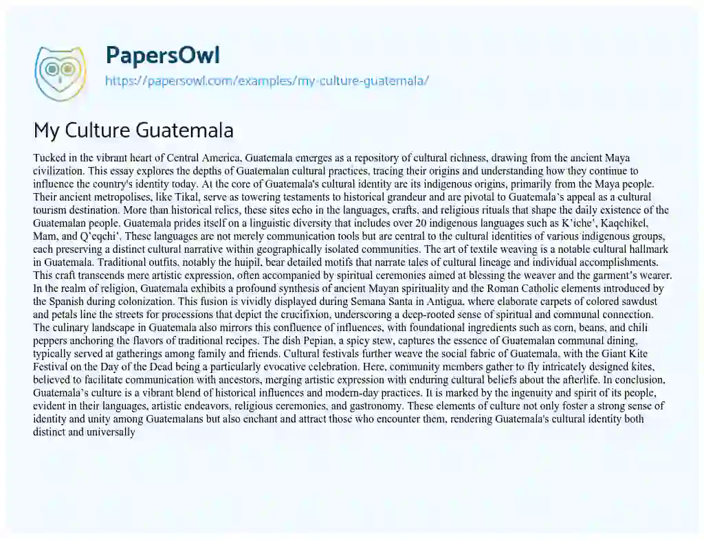 Essay on My Culture Guatemala