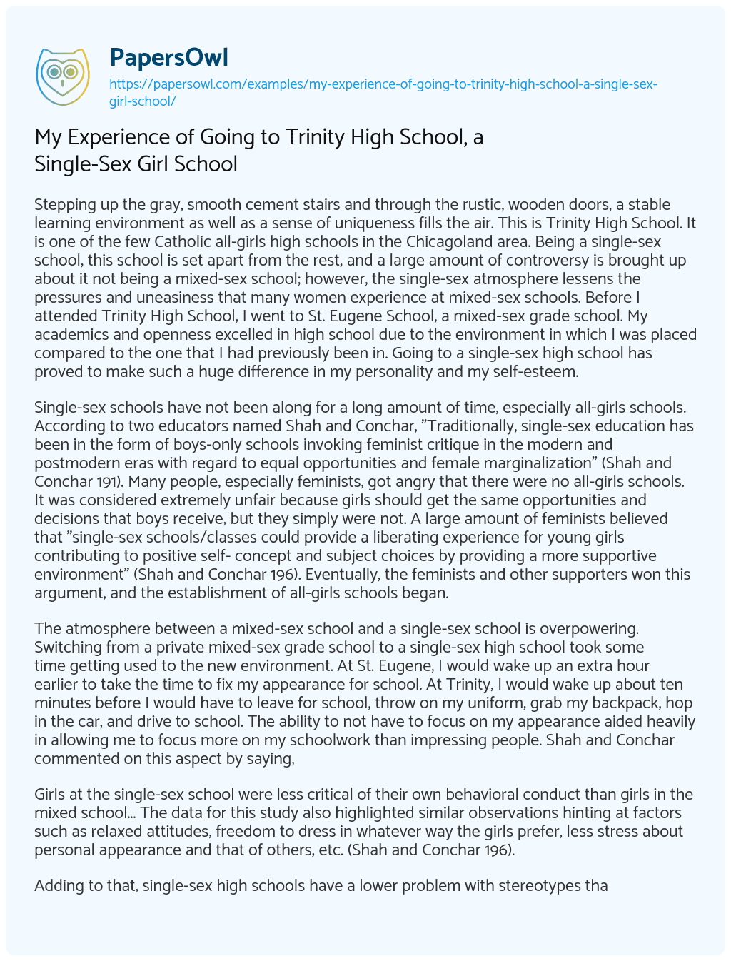 my high school experience essay