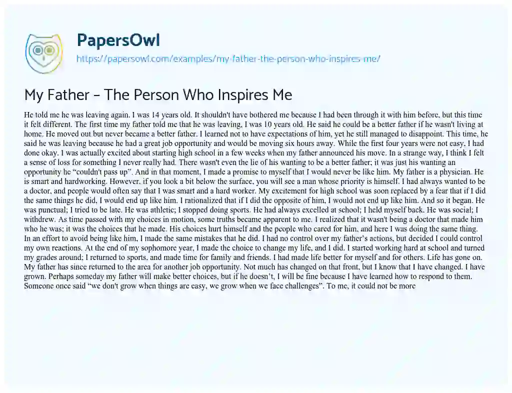 essay on my father my inspiration