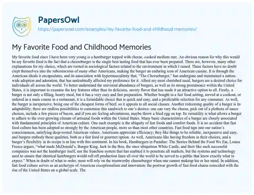 my favorite childhood food essay