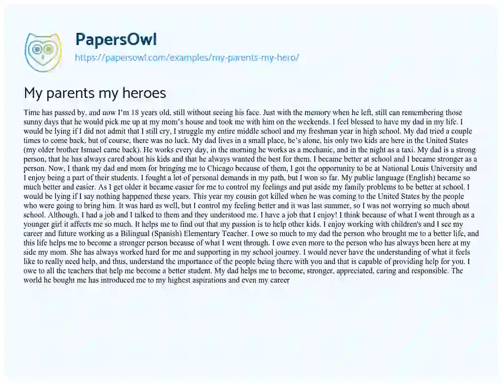 My Parents my Heroes essay