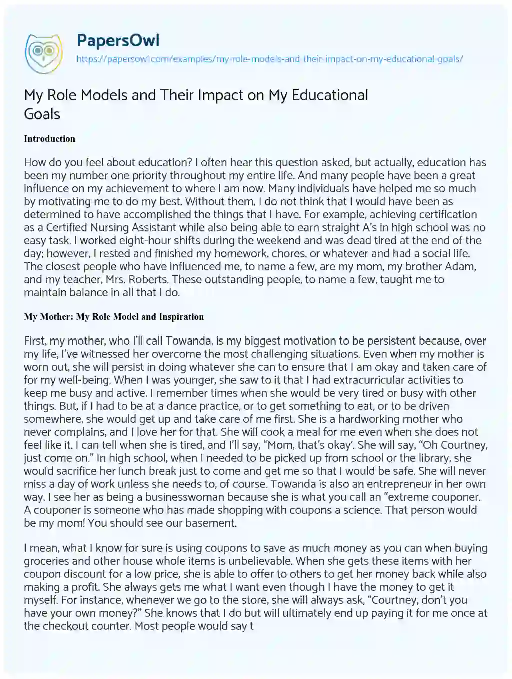 essay on my role model my teacher