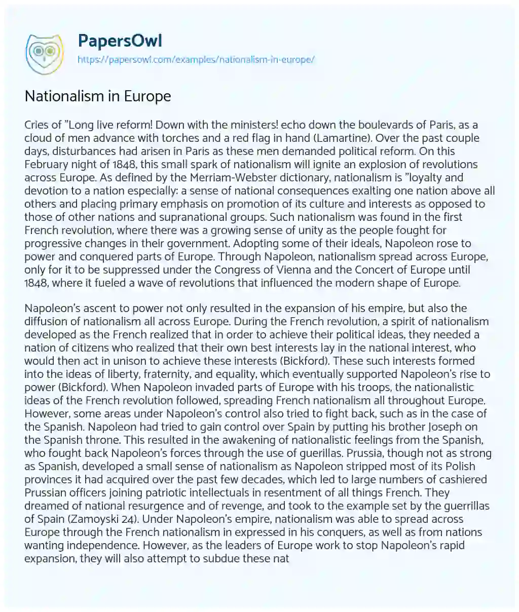 essay on nationalism in europe