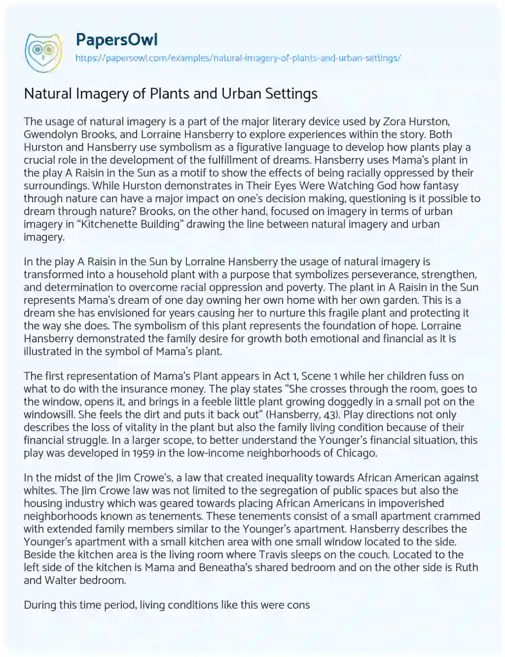 Essay on Natural Imagery of Plants and Urban Settings