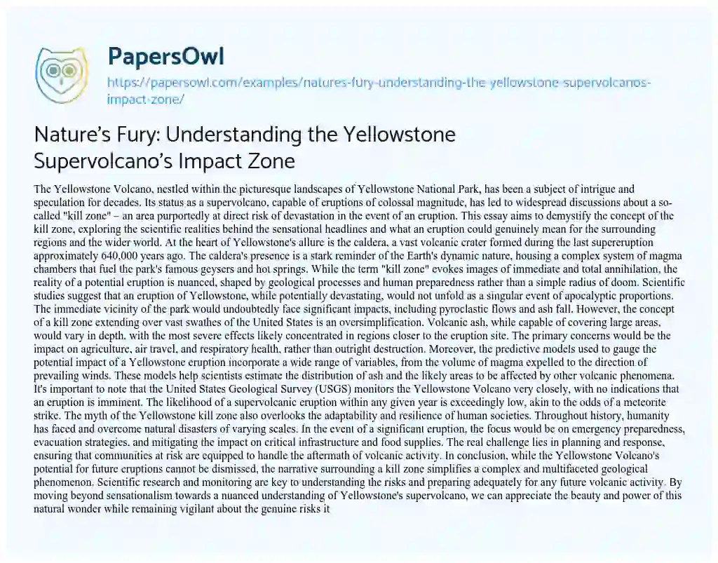 yellowstone volcano research paper