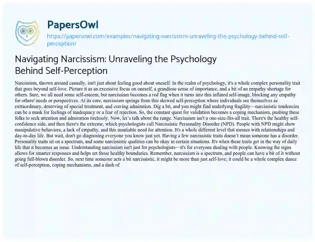 Navigating Narcissism: Unraveling the Psychology Behind Self-Perception ...