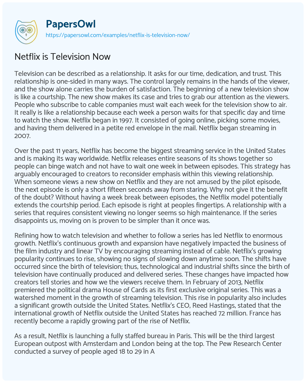 college essay about netflix