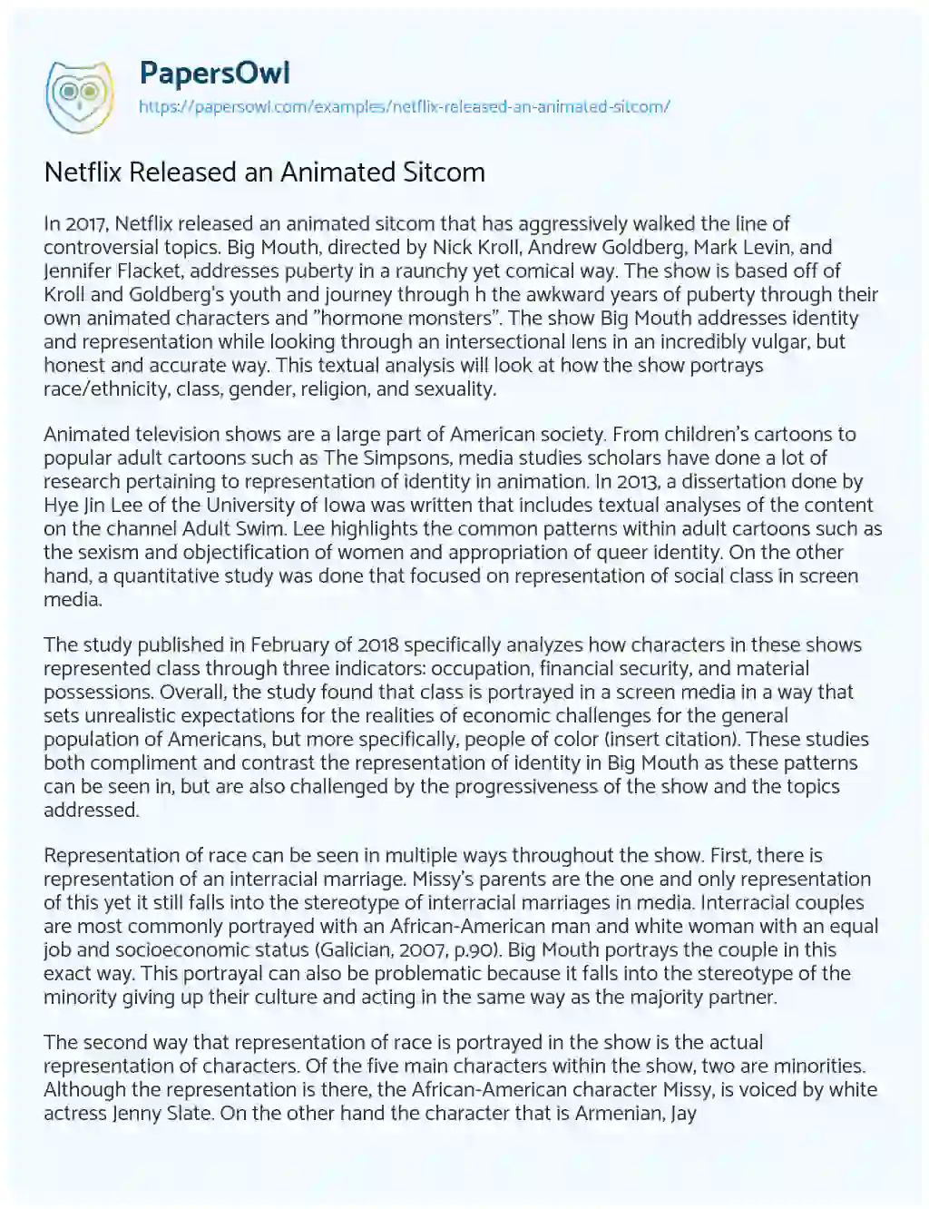 Netflix Released an Animated Sitcom essay