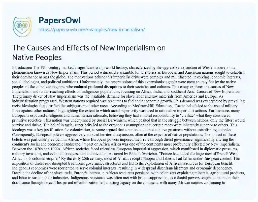 Essay on New Imperialism