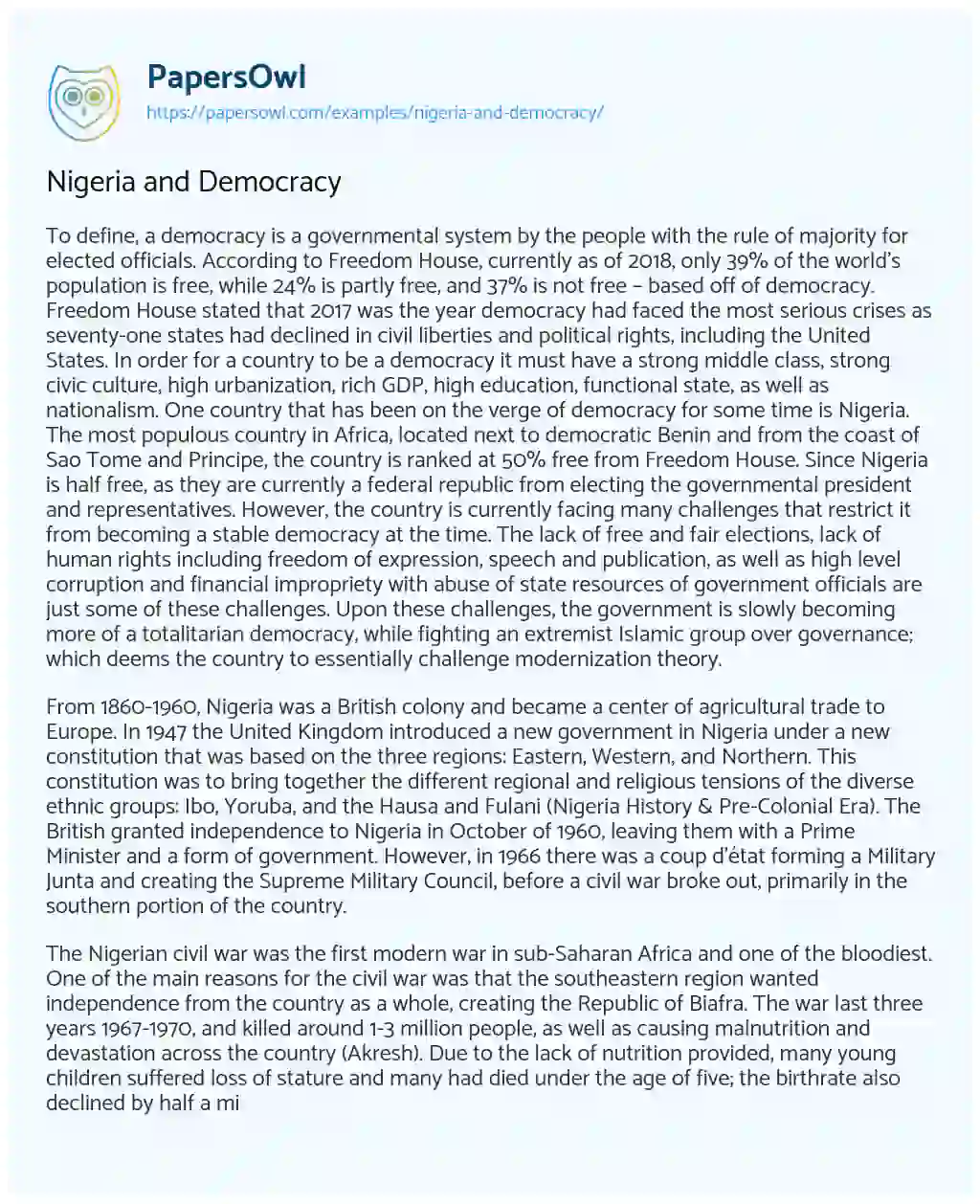 write an essay on nigeria my country