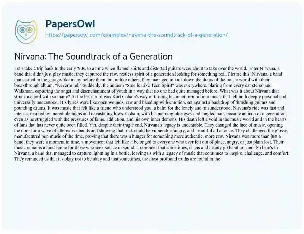 Essay on Nirvana: the Soundtrack of a Generation
