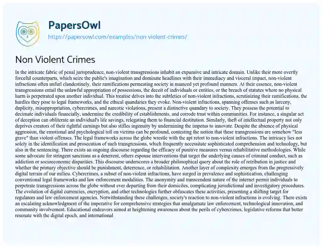 Essay on Non Violent Crimes