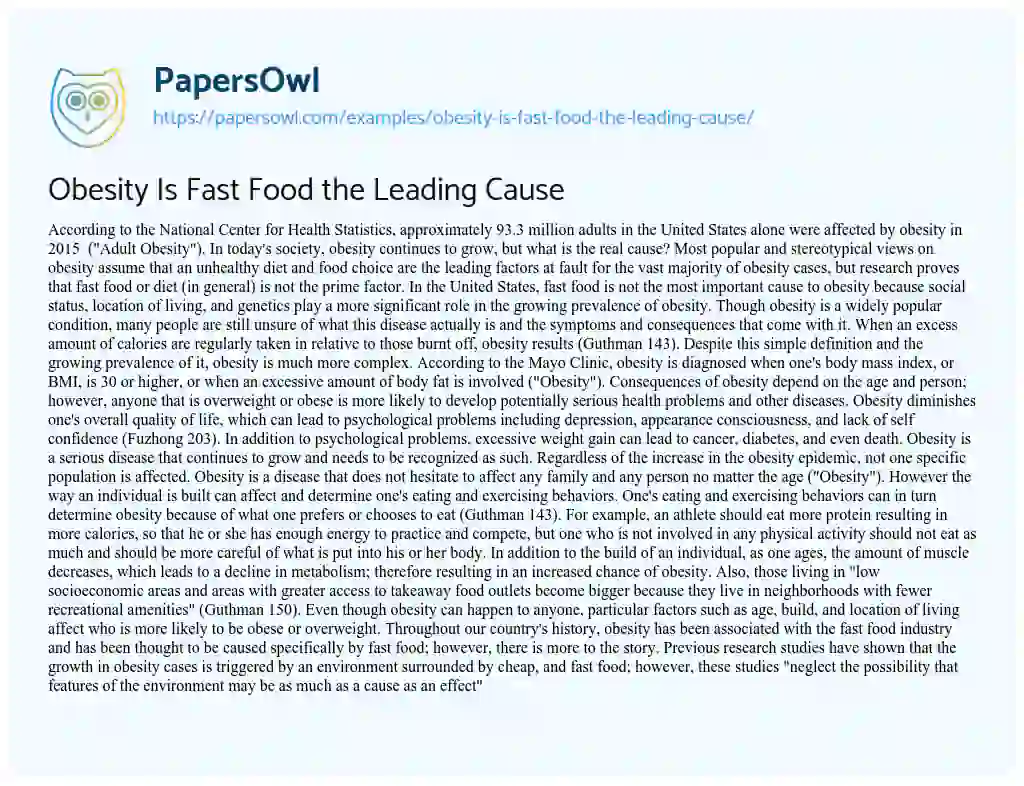 obesity and fast food essay