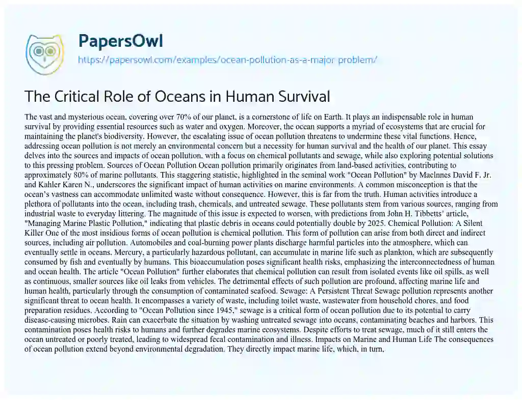 title for essay about ocean pollution