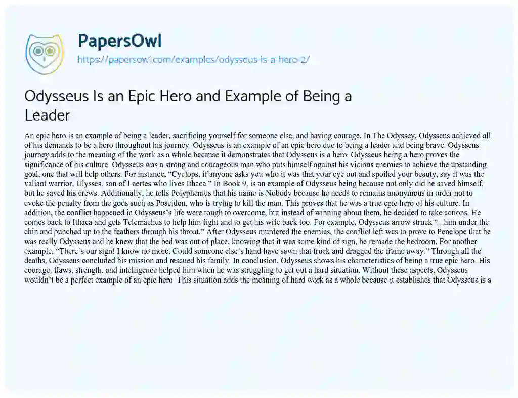 epic hero narrative essay
