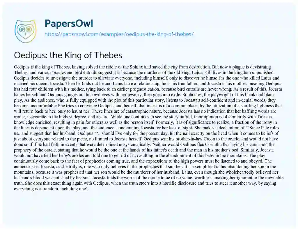 articles on oedipus the king