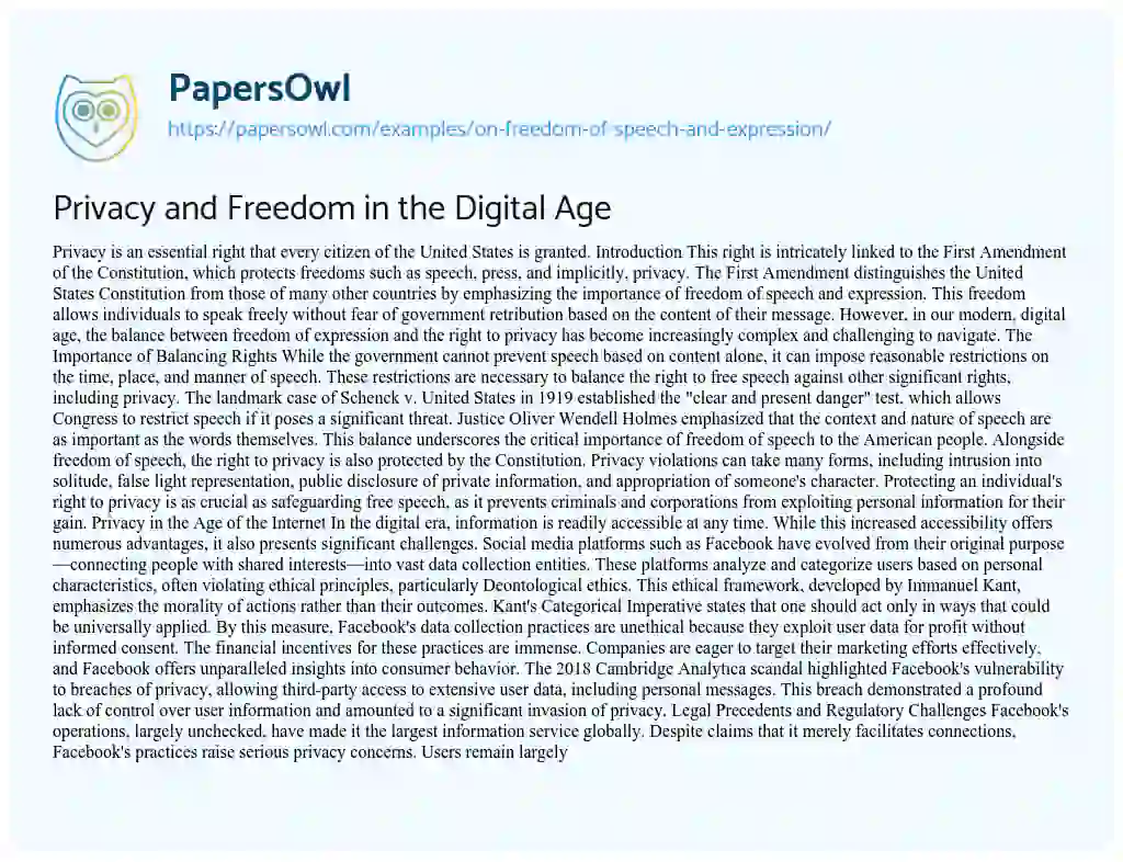 freedom of speech online essay