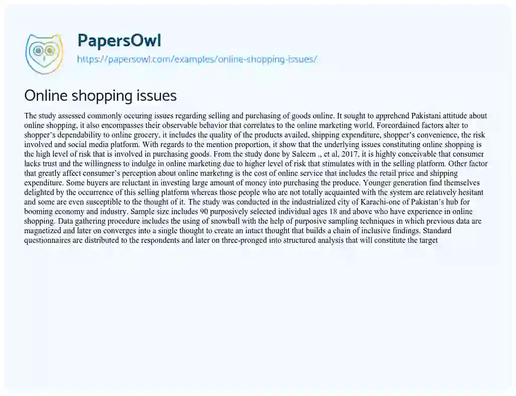 Essay on Online Shopping Issues