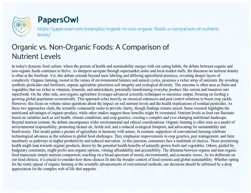 long essay on organic foods