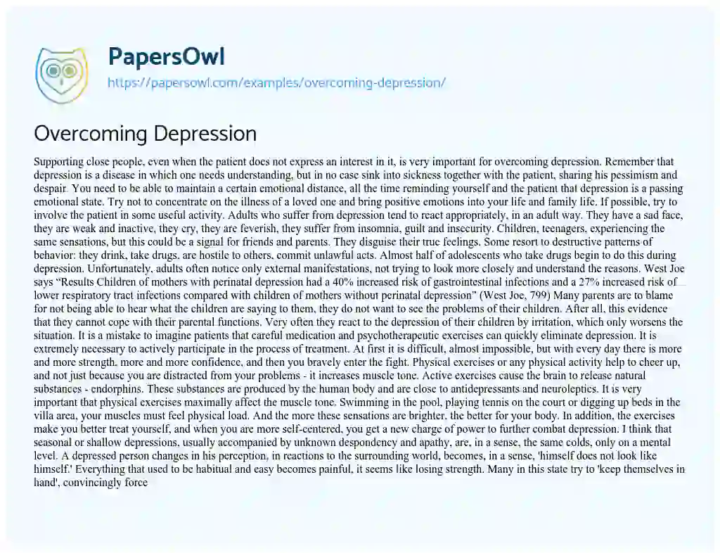 Essay on Overcoming Depression
