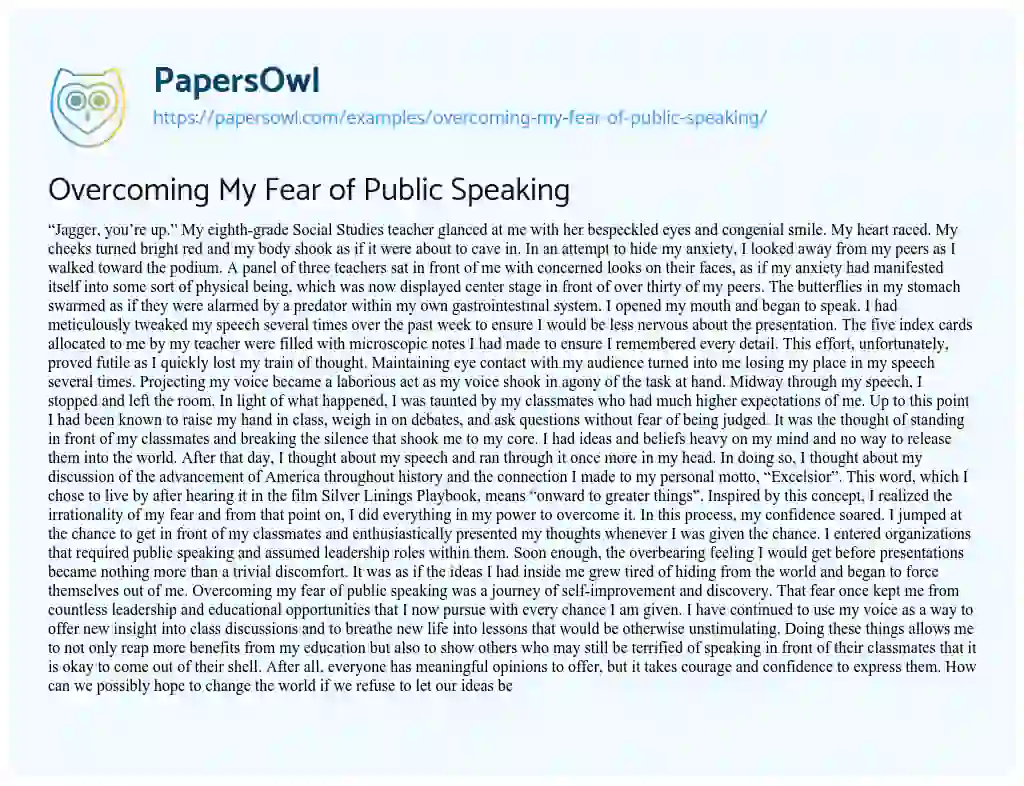 my fear of public speaking essay