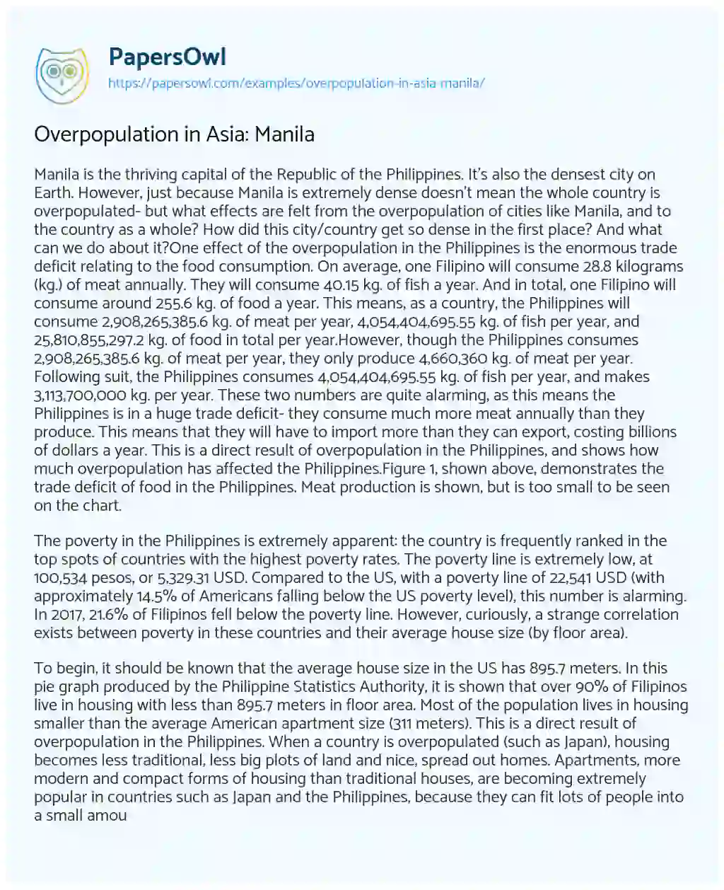 Overpopulation in Asia: Manila essay