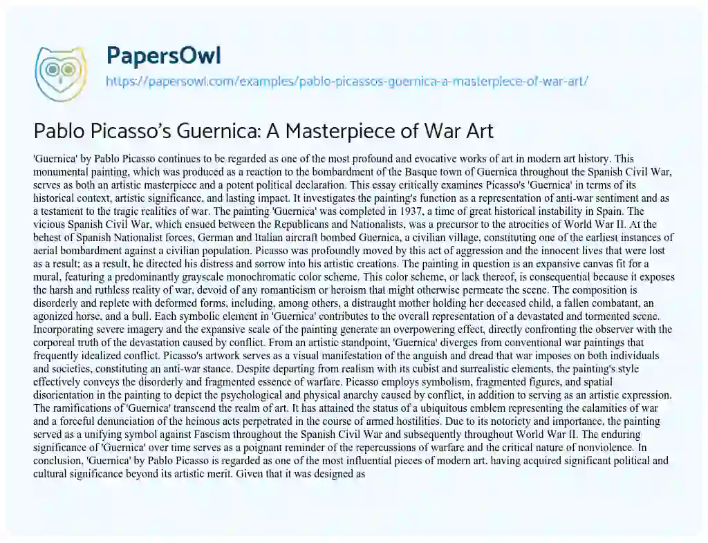 research paper on pablo picasso