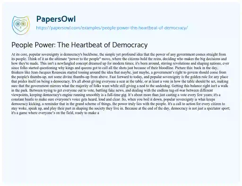 Essay on People Power: the Heartbeat of Democracy