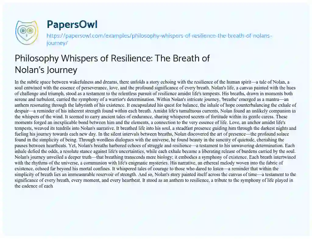 Essay on Philosophy Whispers of Resilience: the Breath of Nolan’s Journey