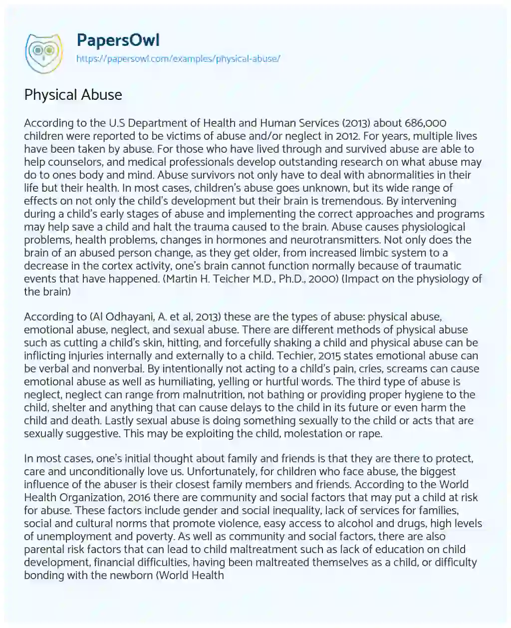 Essay on Physical Abuse