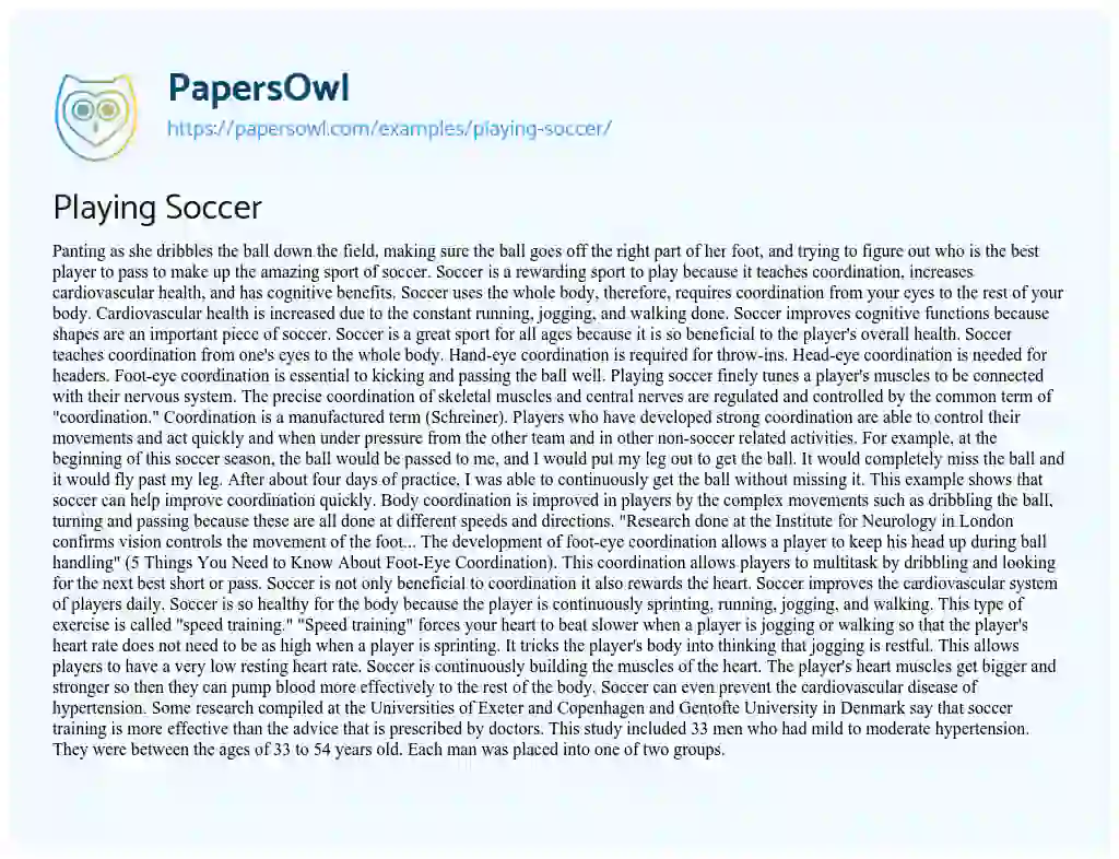 introduction paragraph for soccer essay