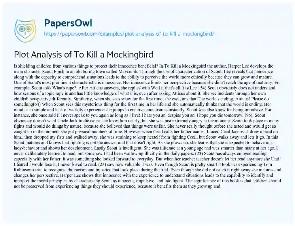 rhetorical analysis essay to kill a mockingbird