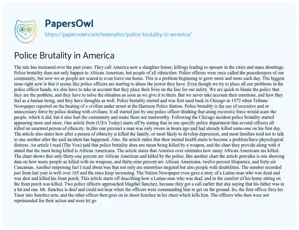 Essay on Police Brutality in America