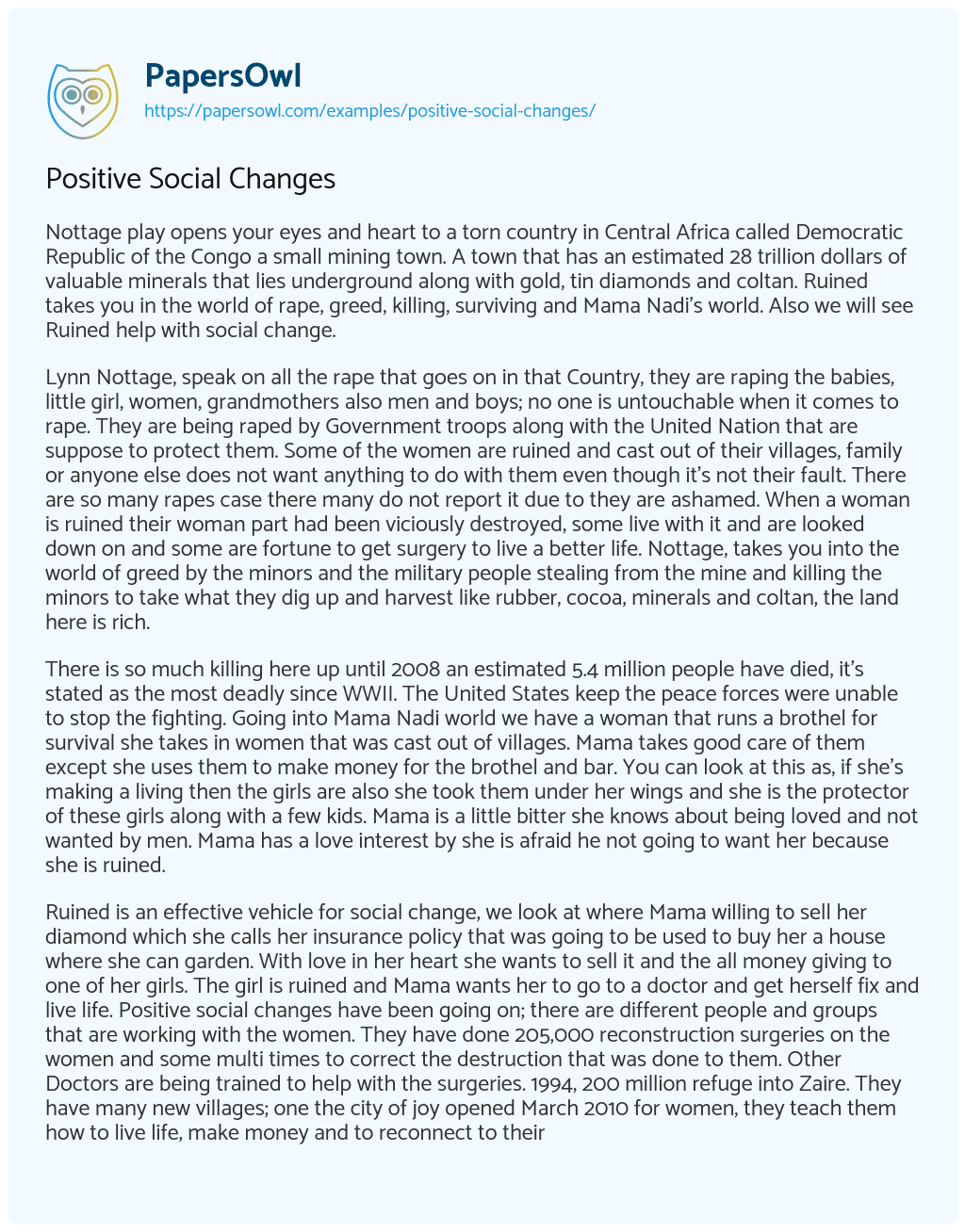 Essay on Positive Social Changes