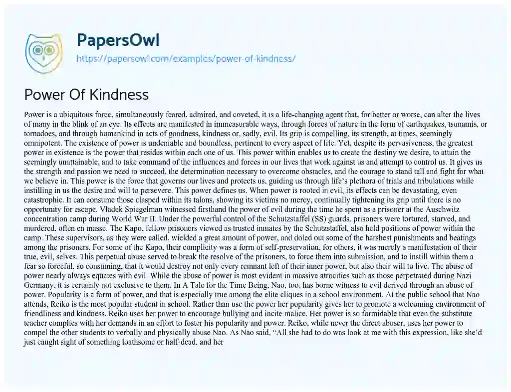 power of kindness essay