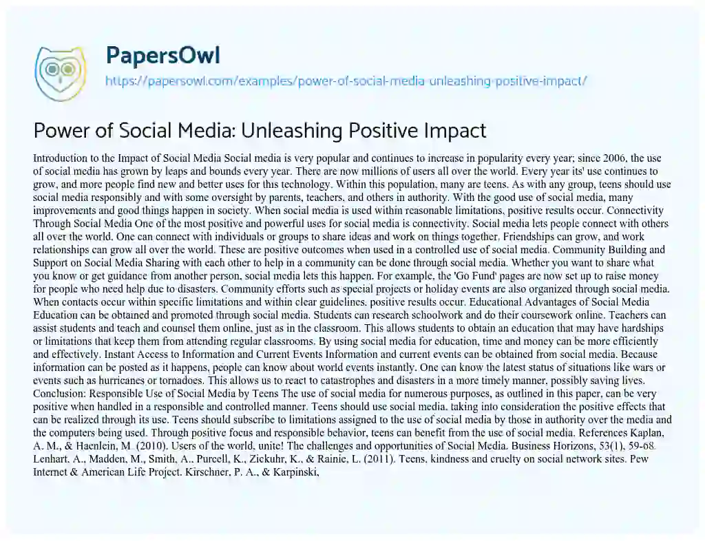 Essay on Power of Social Media: Unleashing Positive Impact