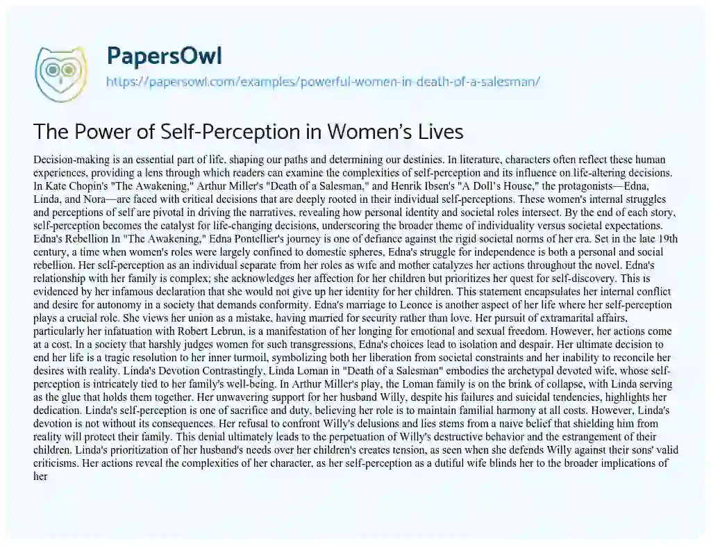 Essay on Powerful Women in Death of a Salesman