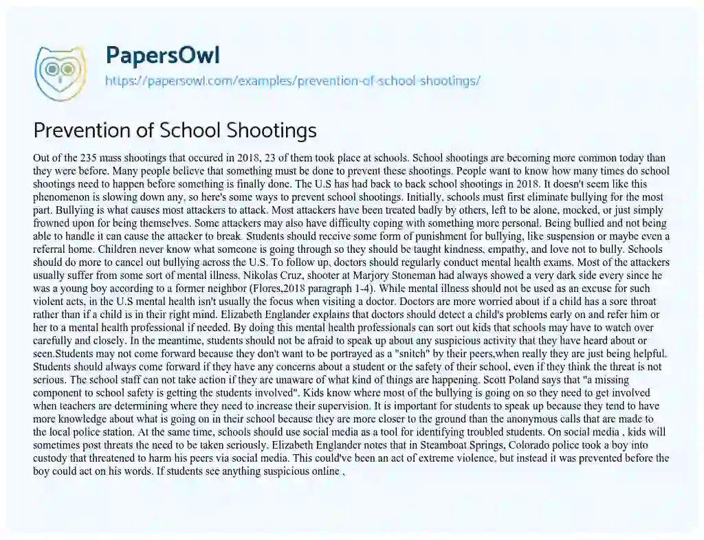 Prevention of School Shootings essay