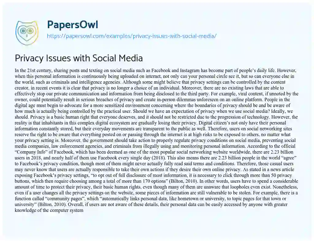 lack of privacy on social media essay