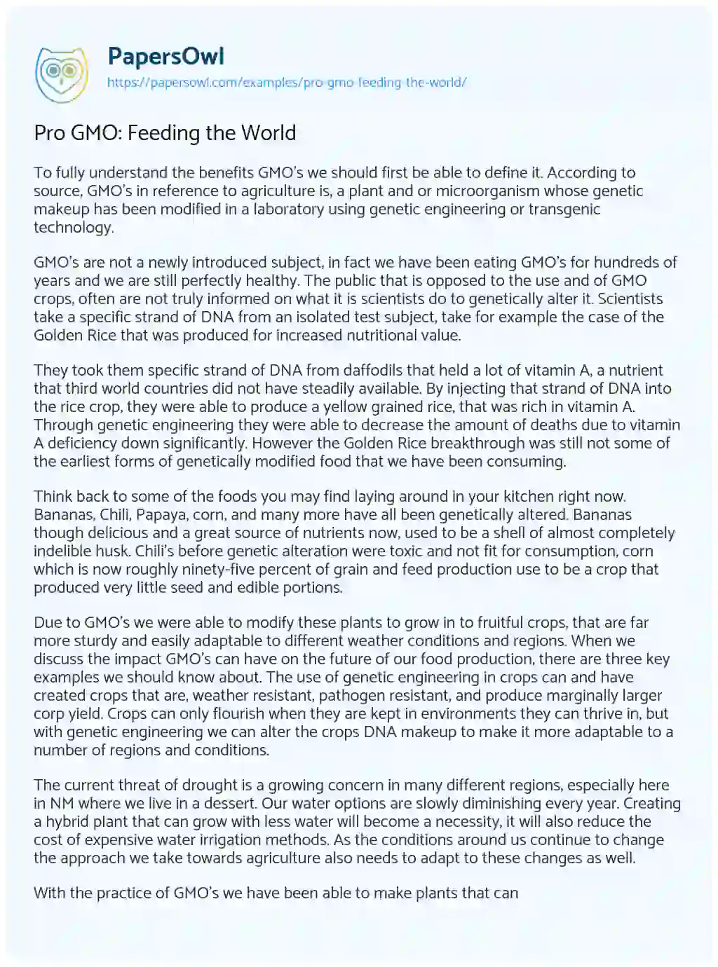 pro gmo essay