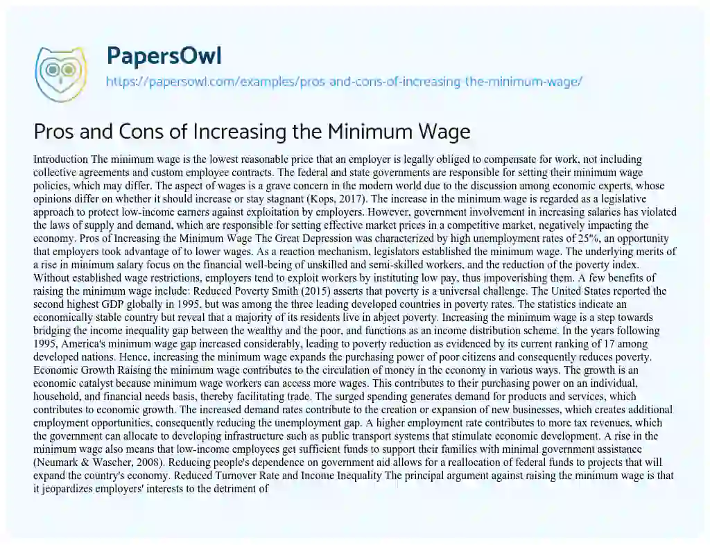 should minimum wage be increased essay