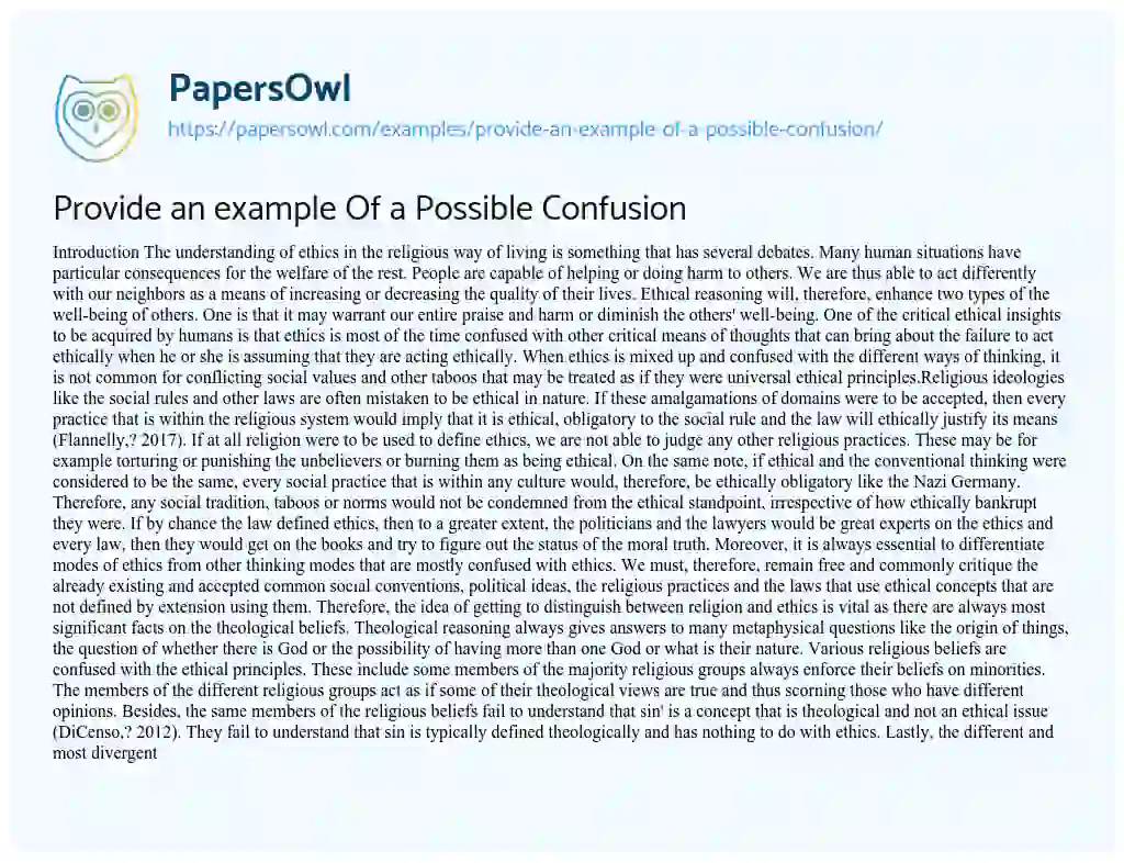 Essay on Provide an Example of a Possible Confusion