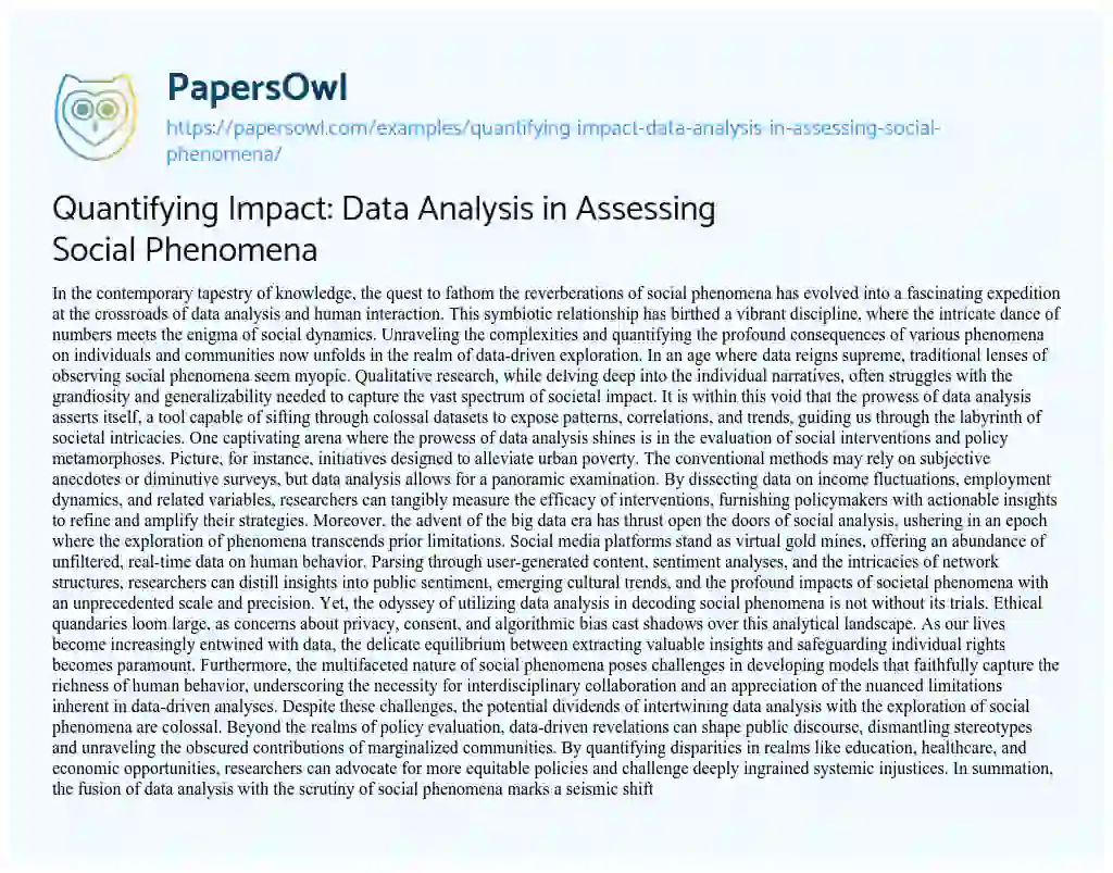 Essay on Quantifying Impact: Data Analysis in Assessing Social Phenomena