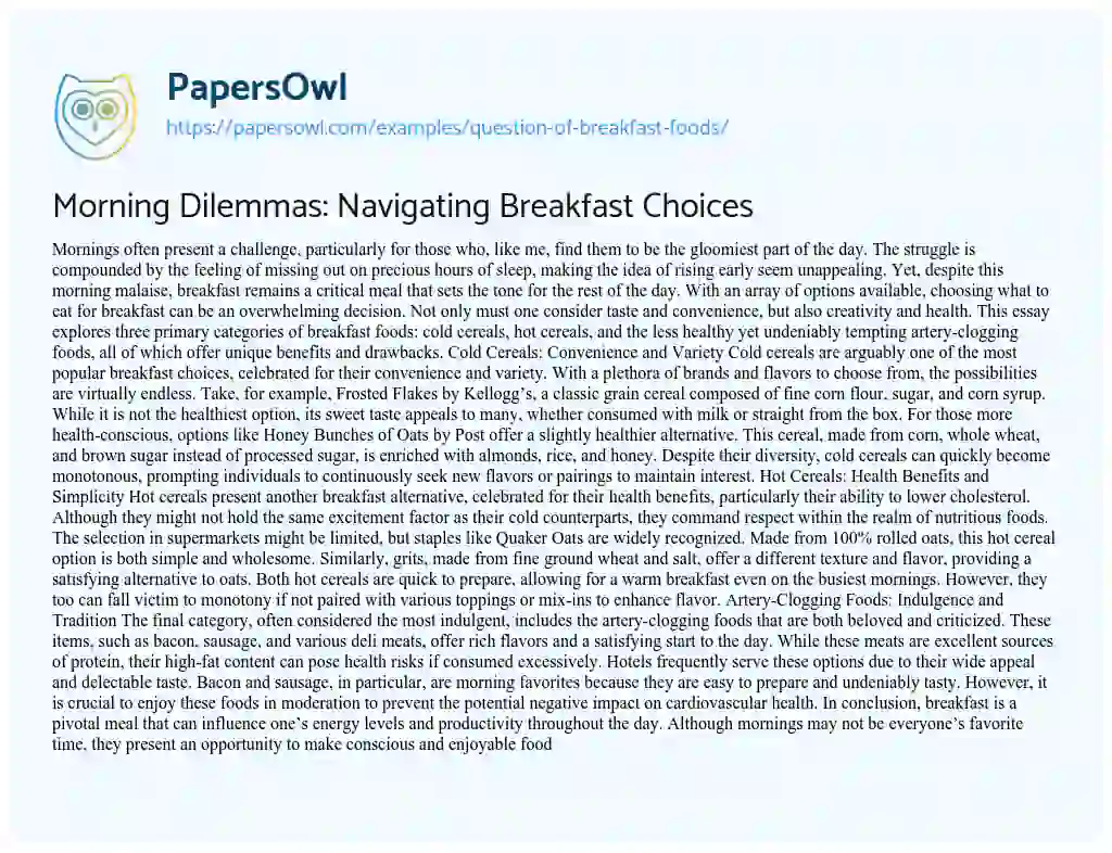 american breakfast essay