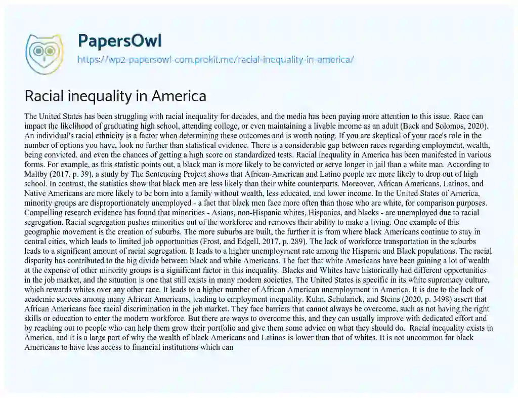 Racial Inequality in America essay